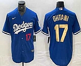 Men's Los Angeles Dodgers #17 Shohei Ohtani Number Blue Gold Stitched Cool Base Nike Jerseys,baseball caps,new era cap wholesale,wholesale hats