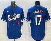Men's Los Angeles Dodgers #17 Shohei Ohtani Number Mexico Blue Cool Base Stitched Jerseys,baseball caps,new era cap wholesale,wholesale hats