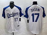Men's Los Angeles Dodgers #17 Shohei Ohtani Number White Blue Fashion Stitched Cool Base Limited Jersey,baseball caps,new era cap wholesale,wholesale hats