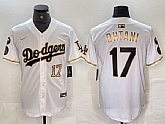 Men's Los Angeles Dodgers #17 Shohei Ohtani Number White Gold Fashion Stitched Cool Base Limited Jersey,baseball caps,new era cap wholesale,wholesale hats
