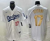 Men's Los Angeles Dodgers #17 Shohei Ohtani Number White Gold Stitched Cool Base Nike Jersey,baseball caps,new era cap wholesale,wholesale hats