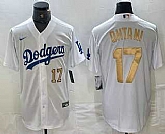 Men's Los Angeles Dodgers #17 Shohei Ohtani Number White Gold Stitched Cool Base Nike Jerseys,baseball caps,new era cap wholesale,wholesale hats