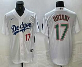 Men's Los Angeles Dodgers #17 Shohei Ohtani Number White Green Stitched Cool Base Nike Jersey,baseball caps,new era cap wholesale,wholesale hats