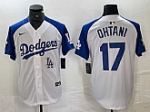 Men's Los Angeles Dodgers #17 Shohei Ohtani White Blue Fashion Stitched Cool Base Limited Jersey,baseball caps,new era cap wholesale,wholesale hats