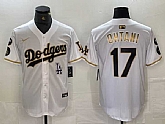 Men's Los Angeles Dodgers #17 Shohei Ohtani White Gold Fashion Stitched Cool Base Limited Jersey,baseball caps,new era cap wholesale,wholesale hats