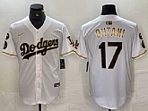 Men's Los Angeles Dodgers #17 Shohei Ohtani White Gold Fashion Stitched Cool Base Limited Jerseys,baseball caps,new era cap wholesale,wholesale hats