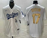 Men's Los Angeles Dodgers #17 Shohei Ohtani White Gold Stitched Cool Base Nike Jersey,baseball caps,new era cap wholesale,wholesale hats