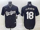 Men's Los Angeles Dodgers #18 Yoshinobu Yamamoto Black Cool Base Stitched Baseball Jersey,baseball caps,new era cap wholesale,wholesale hats