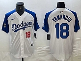 Men's Los Angeles Dodgers #18 Yoshinobu Yamamoto Number White Blue Fashion Stitched Cool Base Limited Jersey,baseball caps,new era cap wholesale,wholesale hats
