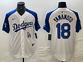 Men's Los Angeles Dodgers #18 Yoshinobu Yamamoto White Blue Fashion Stitched Cool Base Limited Jersey,baseball caps,new era cap wholesale,wholesale hats