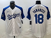 Men's Los Angeles Dodgers #18 Yoshinobu Yamamoto White Blue Fashion Stitched Cool Base Limited Jerseys,baseball caps,new era cap wholesale,wholesale hats