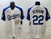 Men's Los Angeles Dodgers #22 Clayton Kershaw Number White Blue Fashion Stitched Cool Base Limited Jersey,baseball caps,new era cap wholesale,wholesale hats
