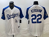 Men's Los Angeles Dodgers #22 Clayton Kershaw White Blue Fashion Stitched Cool Base Limited Jerseys,baseball caps,new era cap wholesale,wholesale hats