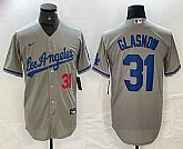 Men's Los Angeles Dodgers #31 Tyler Glasnow Gray Alternate Player Number Team Logo Cool Base Jerseys,baseball caps,new era cap wholesale,wholesale hats