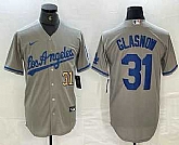 Men's Los Angeles Dodgers #31 Tyler Glasnow Gray Alternate Team Logo Cool Base Jersey,baseball caps,new era cap wholesale,wholesale hats