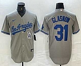 Men's Los Angeles Dodgers #31 Tyler Glasnow Gray Alternate Team Logo Cool Base Jerseys,baseball caps,new era cap wholesale,wholesale hats