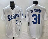 Men's Los Angeles Dodgers #31 Tyler Glasnow Number White Stitched Cool Base Nike Jersey,baseball caps,new era cap wholesale,wholesale hats