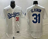 Men's Los Angeles Dodgers #31 Tyler Glasnow Number White Stitched Flex Base Nike Jersey,baseball caps,new era cap wholesale,wholesale hats