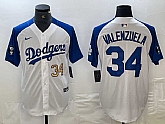 Men's Los Angeles Dodgers #34 Toro Valenzuela Number White Blue Fashion Stitched Cool Base Limited Jersey,baseball caps,new era cap wholesale,wholesale hats