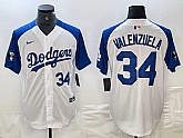 Men's Los Angeles Dodgers #34 Toro Valenzuela Number White Blue Fashion Stitched Cool Base Limited Jerseys,baseball caps,new era cap wholesale,wholesale hats