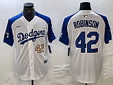 Men's Los Angeles Dodgers #42 Jackie Robinson Number White Blue Fashion Stitched Cool Base Limited Jersey,baseball caps,new era cap wholesale,wholesale hats