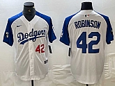 Men's Los Angeles Dodgers #42 Jackie Robinson Number White Blue Fashion Stitched Cool Base Limited Jerseys,baseball caps,new era cap wholesale,wholesale hats