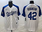 Men's Los Angeles Dodgers #42 Jackie Robinson White Blue Fashion Stitched Cool Base Limited Jerseys,baseball caps,new era cap wholesale,wholesale hats