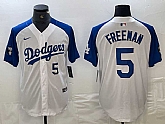 Men's Los Angeles Dodgers #5 Freddie Freeman Number White Blue Fashion Stitched Cool Base Limited Jersey,baseball caps,new era cap wholesale,wholesale hats