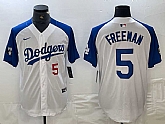Men's Los Angeles Dodgers #5 Freddie Freeman Number White Blue Fashion Stitched Cool Base Limited Jerseys,baseball caps,new era cap wholesale,wholesale hats