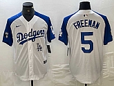 Men's Los Angeles Dodgers #5 Freddie Freeman White Blue Fashion Stitched Cool Base Limited Jersey,baseball caps,new era cap wholesale,wholesale hats