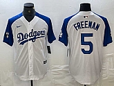 Men's Los Angeles Dodgers #5 Freddie Freeman White Blue Fashion Stitched Cool Base Limited Jerseys,baseball caps,new era cap wholesale,wholesale hats