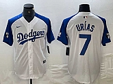 Men's Los Angeles Dodgers #7 Julio Urias White Blue Fashion Stitched Cool Base Limited Jersey,baseball caps,new era cap wholesale,wholesale hats