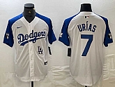 Men's Los Angeles Dodgers #7 Julio Urias White Blue Fashion Stitched Cool Base Limited Jerseys,baseball caps,new era cap wholesale,wholesale hats