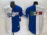 Men's Los Angeles Dodgers Big Logo White Blue Two Tone Stitched Baseball Jerseys Dzhi