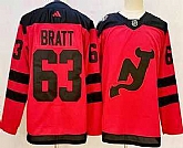 Men's New Jersey Devils #63 Jesper Bratt Red 2024 Stadium Series Authentic Jersey