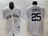 Men's New York Yankees #25 Gleyber Torres White 2024 Cool Base Stitched Jersey,baseball caps,new era cap wholesale,wholesale hats