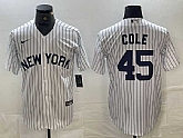 Men's New York Yankees #45 Gerrit Cole White 2024 Cool Base Stitched Jerseys,baseball caps,new era cap wholesale,wholesale hats