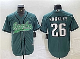 Men's Philadelphia Eagles #26 Saquon Barkley Green Cool Base Baseball Stitched Jersey,baseball caps,new era cap wholesale,wholesale hats