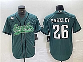 Men's Philadelphia Eagles #26 Saquon Barkley Green With 3-star C Patch Cool Base Baseball Stitched Jerseys,baseball caps,new era cap wholesale,wholesale hats