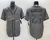 Men's Philadelphia Eagles #26 Saquon Barkley Grey Gridiron With C Patch Cool Base Stitched Baseball Jersey,baseball caps,new era cap wholesale,wholesale hats