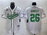 Men's Philadelphia Eagles #26 Saquon Barkley White With 3-star C Patch Cool Base Baseball Stitched Jerseys,baseball caps,new era cap wholesale,wholesale hats
