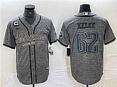 Men's Philadelphia Eagles #62 Jason Kelce Gray With 3-star C Patch Cool Base Baseball Stitched Jersey
