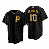 Men's Pittsburgh Pirates #10 Bryan Reynolds Nike Black Alternate Team Logo Coolbase Jersey Dzhi,baseball caps,new era cap wholesale,wholesale hats