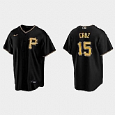 Men's Pittsburgh Pirates #15 Oneil Cruz Nike Black Alternate Team Logo Coolbase Jersey Dzhi,baseball caps,new era cap wholesale,wholesale hats