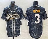 Men's Pittsburgh Steelers #3 Russell Wilson Camo With Patch Cool Base Stitched Baseball Jersey,baseball caps,new era cap wholesale,wholesale hats