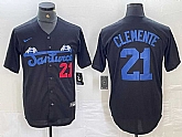 Men's Santurce Crabbers #21 Roberto Clemente Black Cool Base Stitched Baseball Jersey