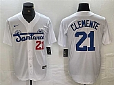 Men's Santurce Crabbers #21 Roberto Clemente White Cool Base Stitched Baseball Jersey
