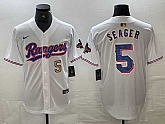 Men's Texas Rangers #5 Corey Seager Number White 2023 World Series Champions Cool Base Jerseys,baseball caps,new era cap wholesale,wholesale hats