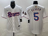 Men's Texas Rangers #5 Corey Seager White 2023 World Series Champions Cool Base Jersey,baseball caps,new era cap wholesale,wholesale hats