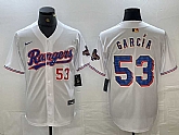 Men's Texas Rangers #53 Adolis Garcia Number White 2023 World Series Champions Cool Base Jersey,baseball caps,new era cap wholesale,wholesale hats
